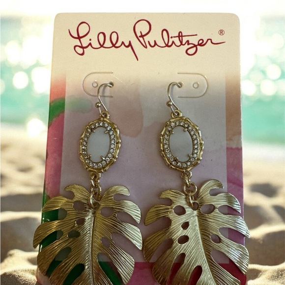 Lilly Pulitzer Monstera Palm Leaf Earrings - Picture 1 of 3